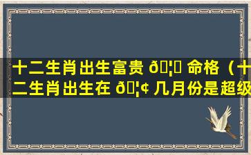 十二生肖出生富贵 🦟 命格（十二生肖出生在 🦢 几月份是超级富贵命）